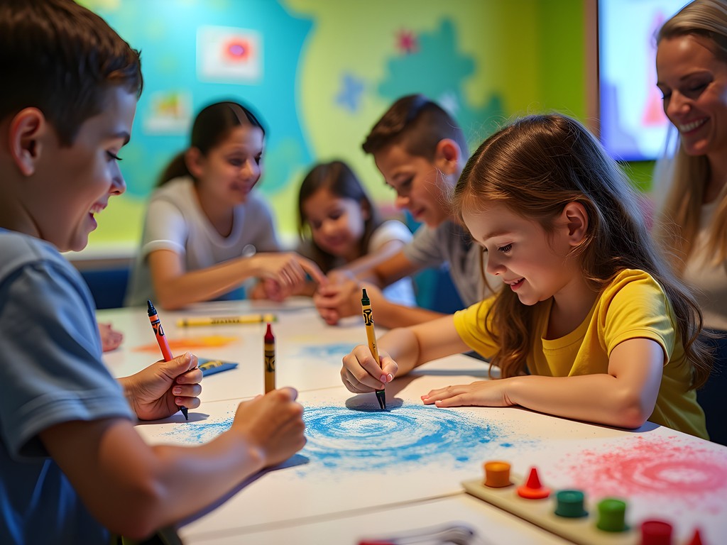 Child creating colorful art at Crayola Experience Orlando