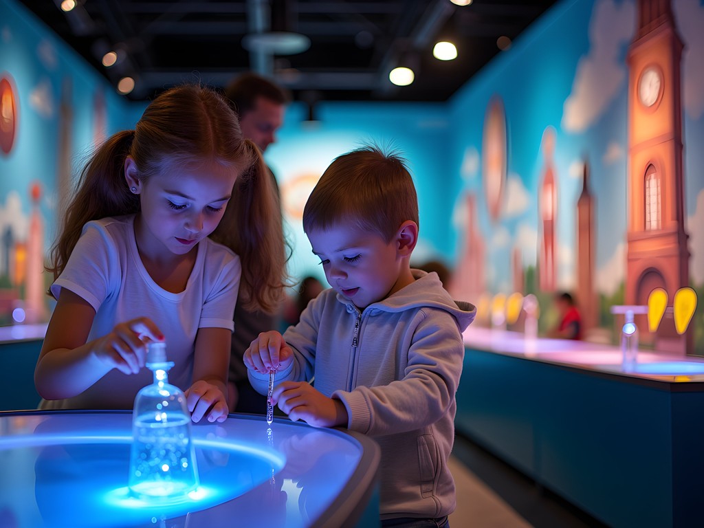 Family enjoying interactive science exhibits at WonderWorks Orlando