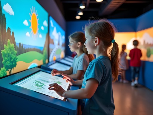 Children interacting with exhibits at Earth Explorer Center in Ostend