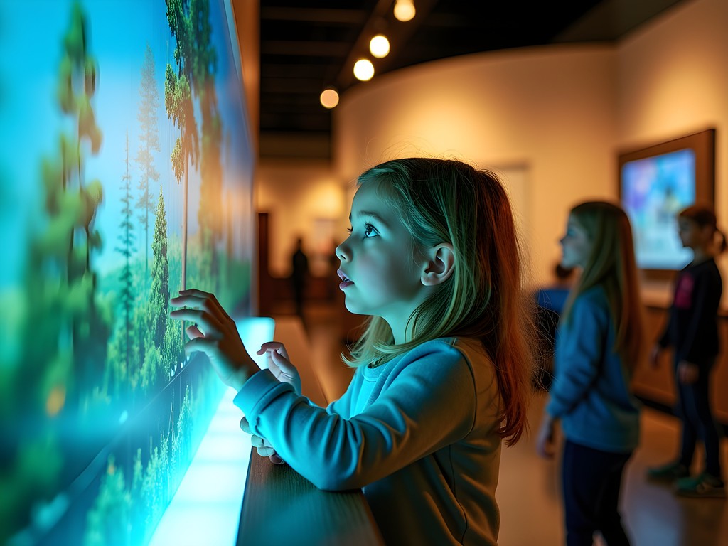 Child engaging with interactive science exhibit at Museum at Prairiefire