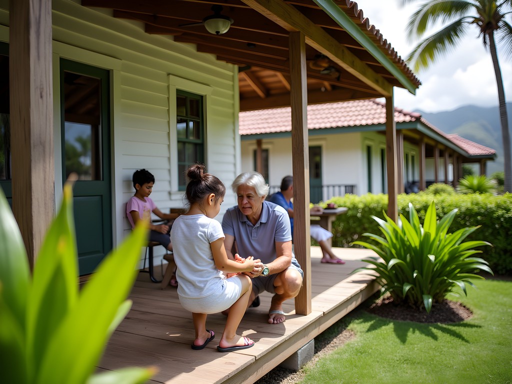Children learning traditional crafts at Hawaii Plantation Village in Pearl City