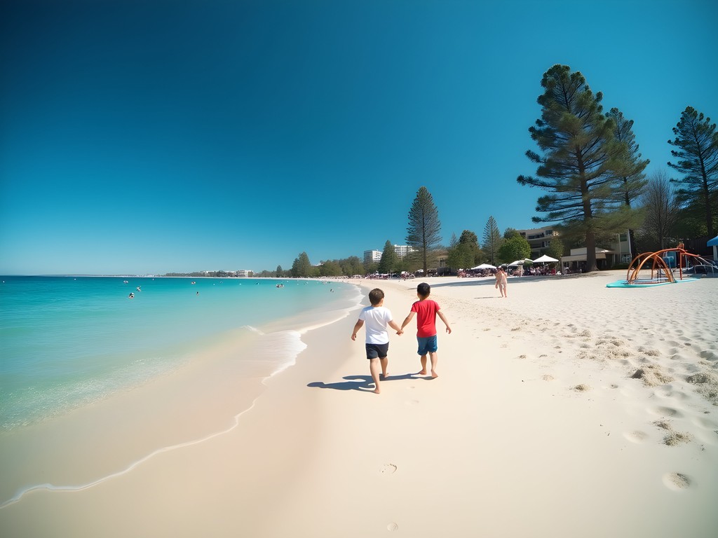 Family enjoying Hillarys Boat Harbour beach in Perth