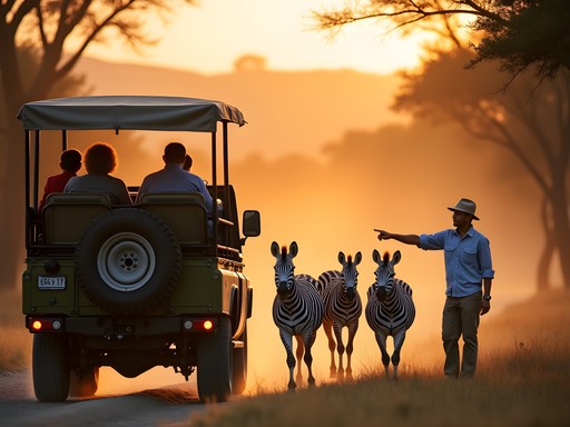 Family in safari vehicle spotting wildlife in Eastern Cape game reserve