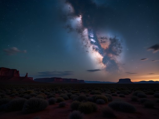 Milky Way galaxy visible over Roswell New Mexico desert landscape at night