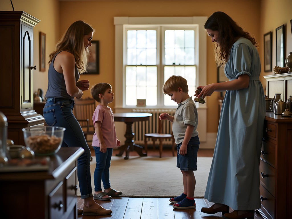 Family participating in historical activities at Roswell's Historical Center