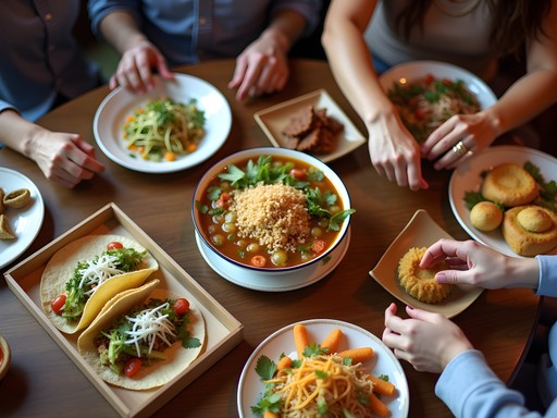 Colorful spread of diverse foods from West Valley City's multicultural restaurants