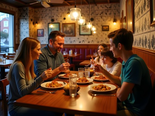 Family enjoying Portuguese cuisine at authentic Woodbridge New Jersey restaurant