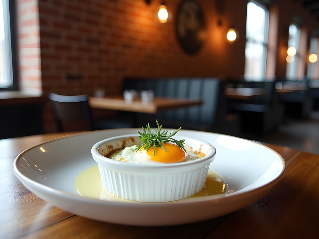 Farm egg baked in celery cream at Miller Union restaurant in Atlanta