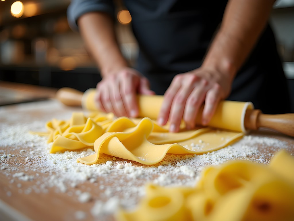 Chef preparing handmade pasta at Altiro Italian restaurant in Aurora