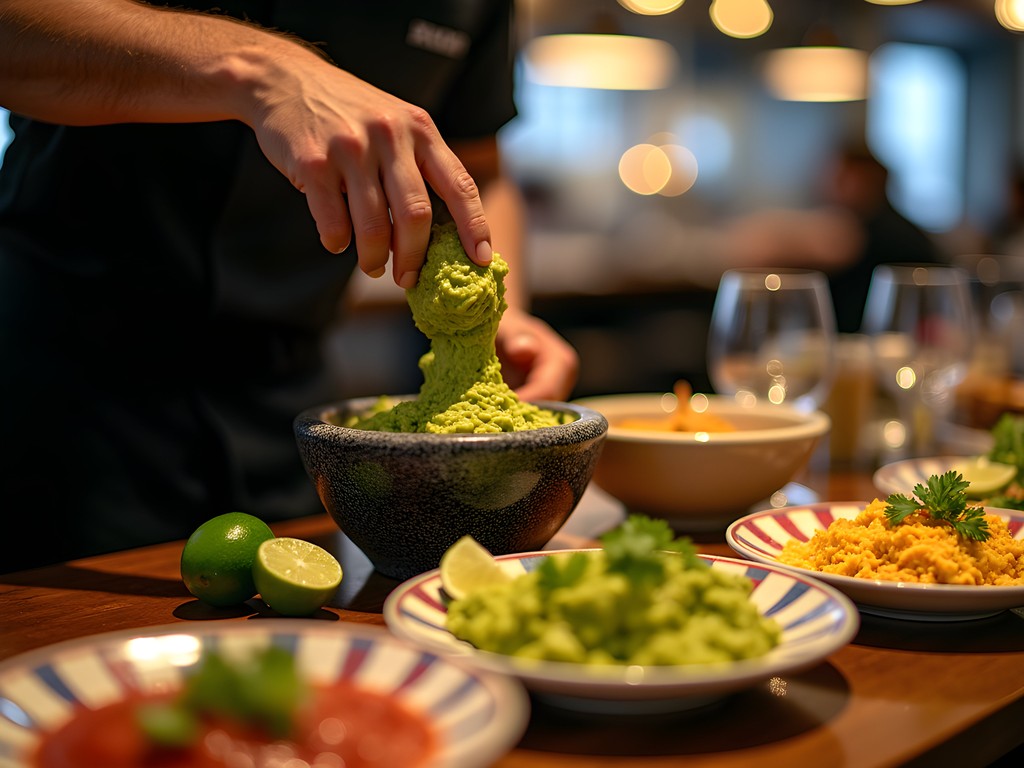 Chef preparing fresh guacamole tableside at Altiro Latin Fusion in Aurora