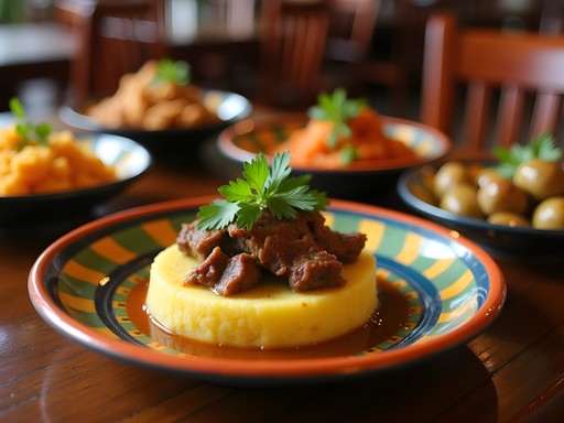 Traditional mofongo dish being served at a family restaurant in Bayamón