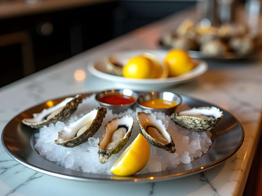 Fresh Gulf oysters on ice at Galley & Garden raw bar Birmingham