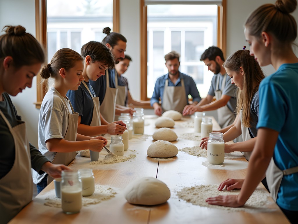 Ahmed Perry learning traditional sourdough techniques at a community workshop in Bismarck
