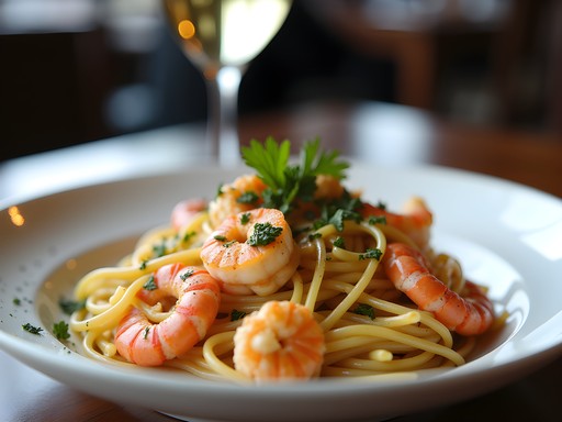 Creamy crawfish fettuccine pasta dish with Cajun seasoning at L'Italiano restaurant