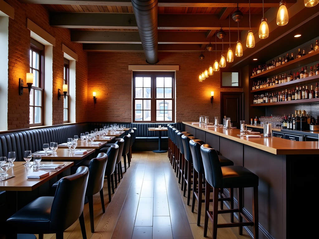 Elegant interior of a restored historic building turned upscale restaurant in Buffalo