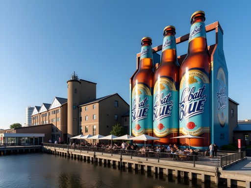 Buffalo RiverWorks brewery with colorful painted grain silos