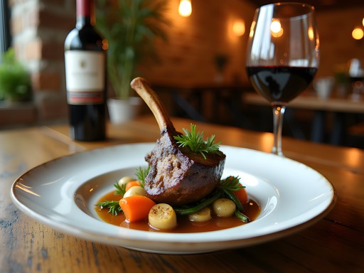 Gourmet farm-to-table dish with local Idaho wine pairing