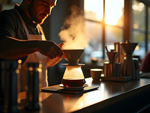 Artisan pour-over coffee service at Columbia Missouri cafe
