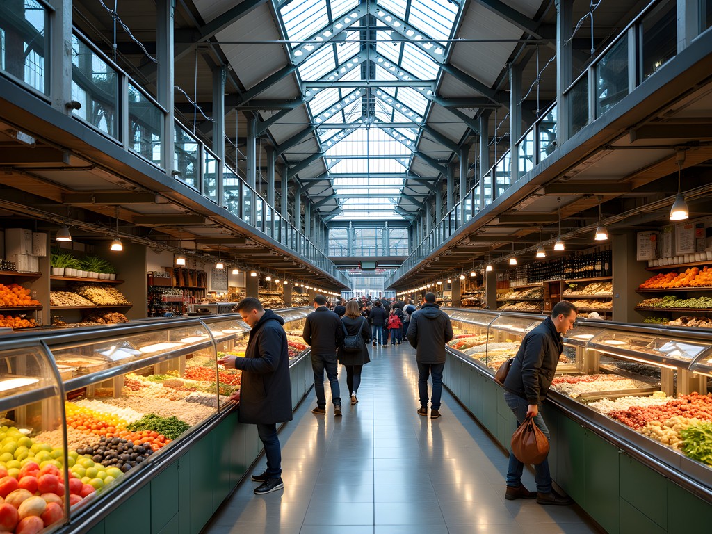 Vibrant food displays at Torvehallerne market in Copenhagen with local produce and specialty foods