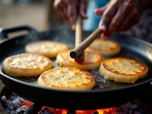 Traditional vitumbua (coconut rice pancakes) being prepared on a special pan in Dar es Salaam