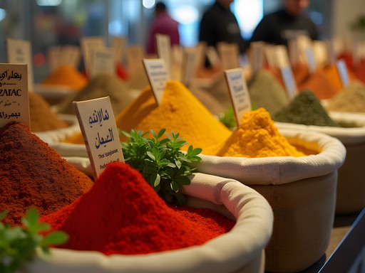 Colorful display of Middle Eastern spices at Dearborn market