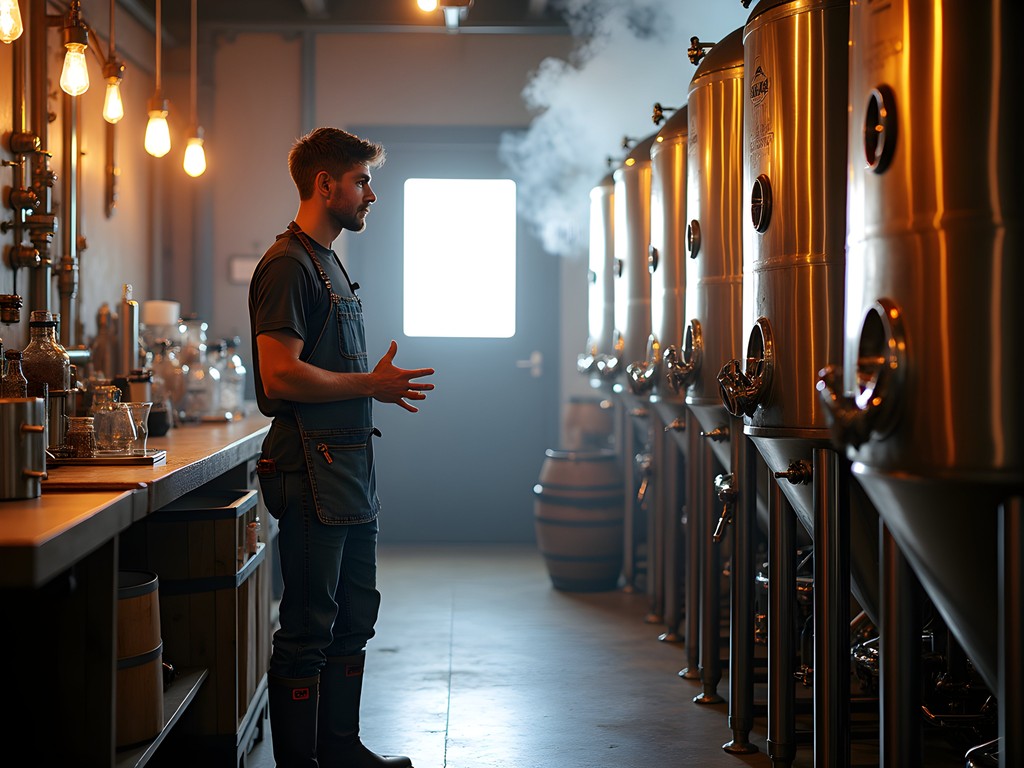 Brewer explaining wild fermentation techniques at a Denver craft brewery