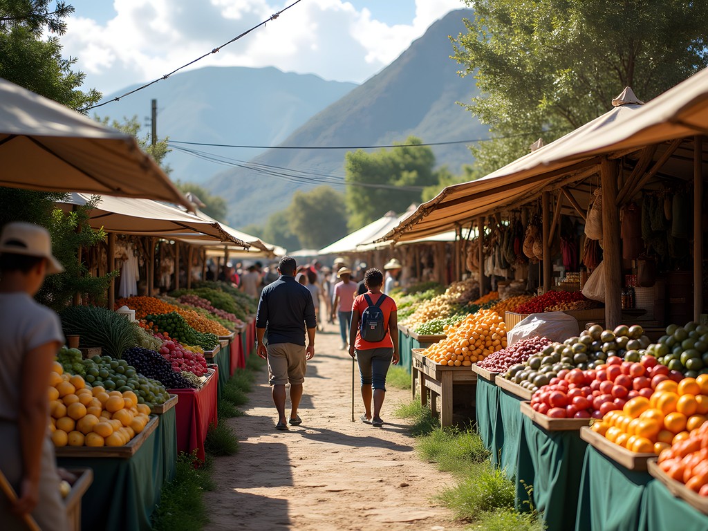 Colorful fresh produce display at Winterton Farmers Market in Drakensberg