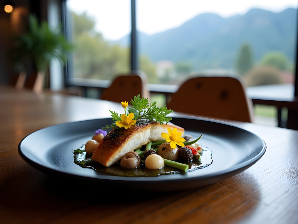 Elegant plated dish featuring local Drakensberg ingredients at Hartford House