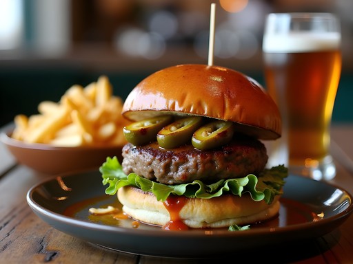 Gourmet lamb burger with green chiles and goat cheese at The Game Sports Bar in Fernley