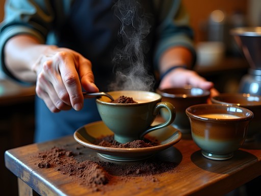 Traditional Indonesian coffee preparation in a historic Jakarta coffee shop