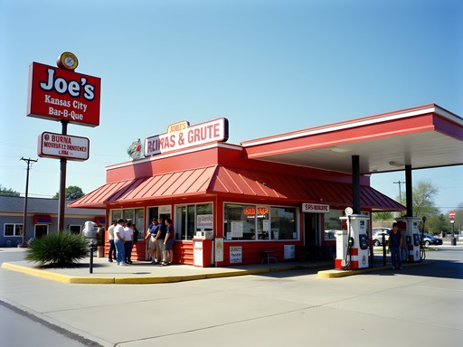 Joe's Kansas City Bar-B-Que restaurant inside gas station exterior