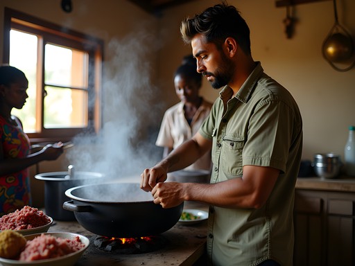Cooking lesson in traditional Kumasi home kitchen with local family