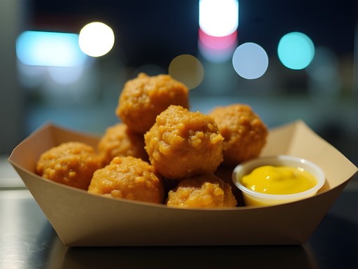 Fried boudin balls with mustard dipping sauce at Lafayette gas station