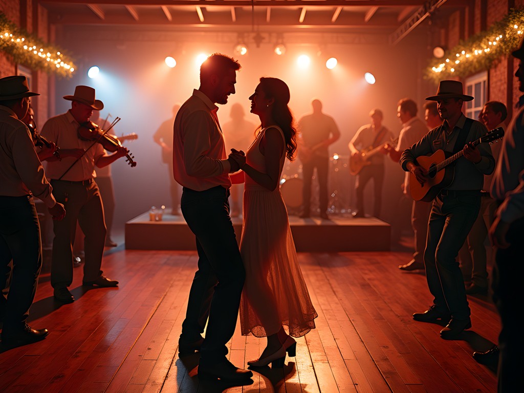 Couples dancing to live Cajun music at Lafayette Louisiana dancehall