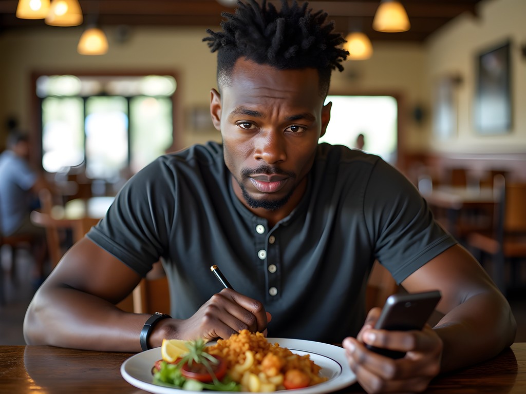Travel blogger Lucas Mason dining at traditional Cajun restaurant in Lake Charles