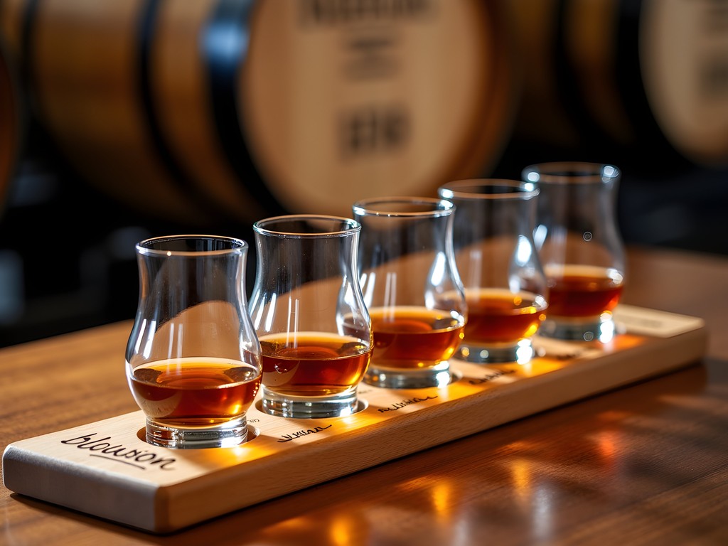 Bourbon tasting flight with tasting notes at Louisville distillery