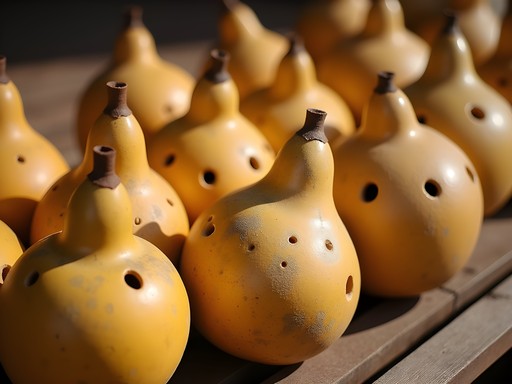 Traditional gourd containers used for milk preservation at Mbarara's milk market