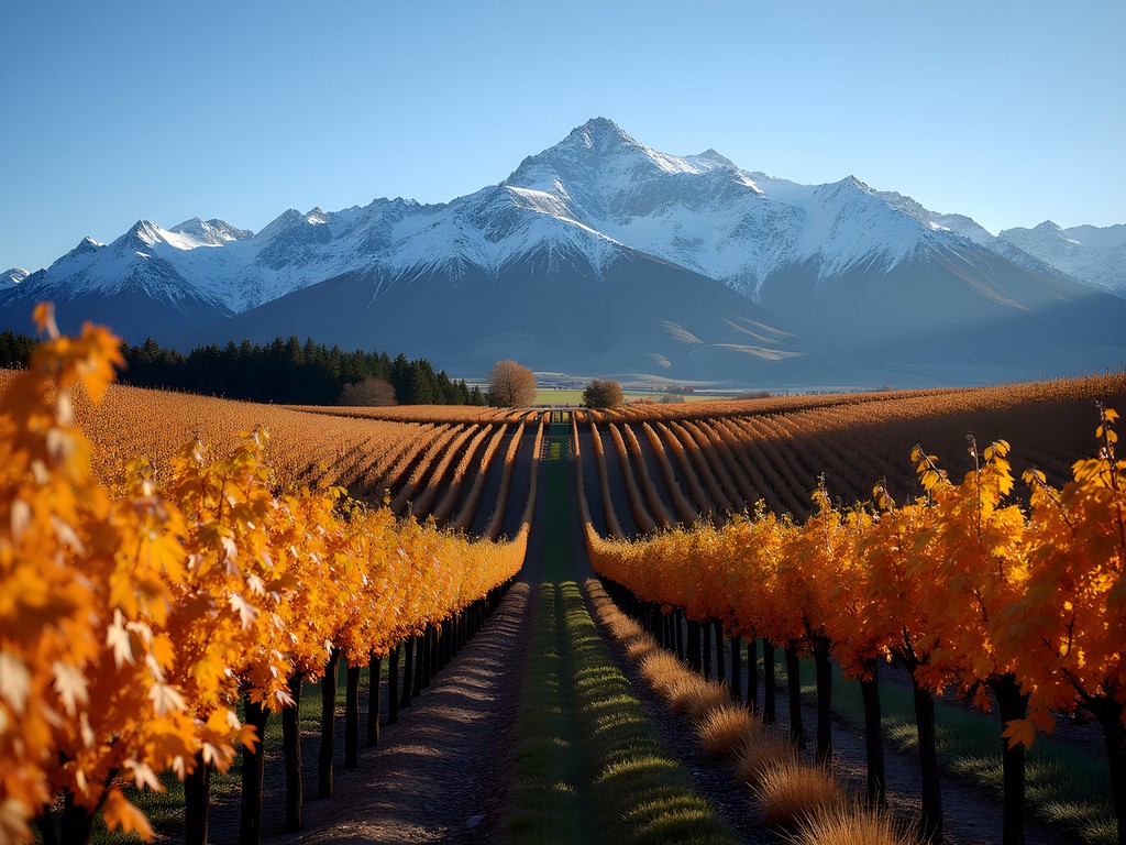 High-altitude vineyards in Uco Valley with snow-capped Andes Mountains in background