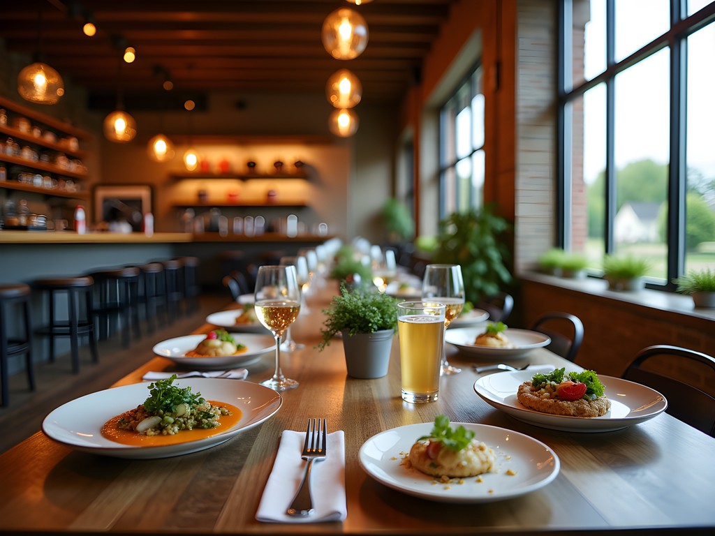 Farm-to-table sustainable dining experience at The Barn Brasserie in Muncie featuring seasonal ingredients and rustic decor