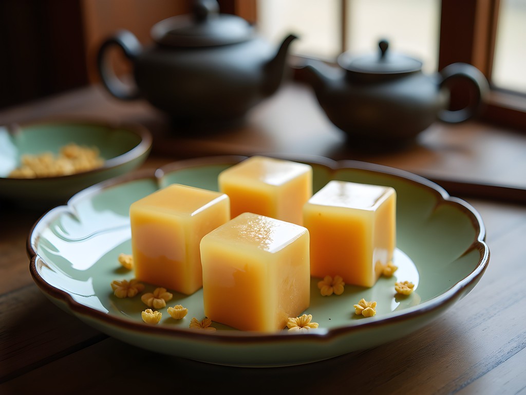 Traditional osmanthus cakes served in historic Nanjing teahouse