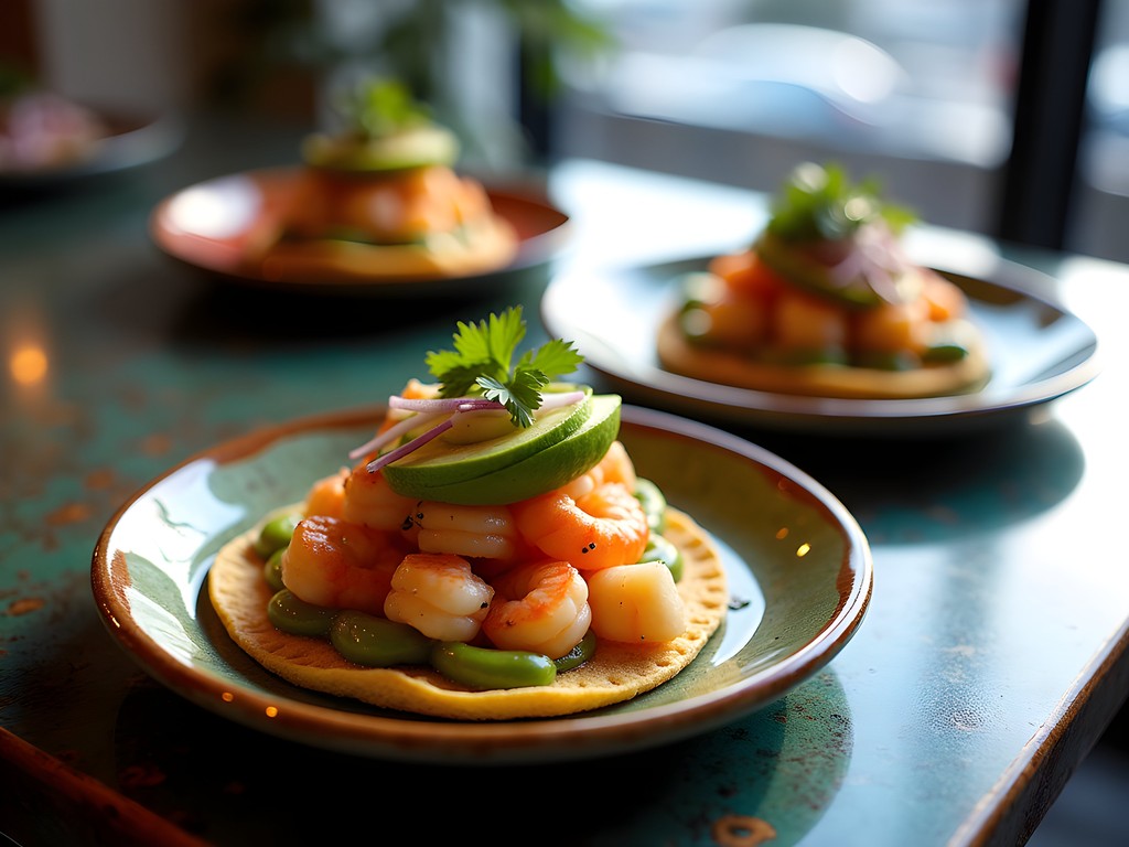 Colorful seafood tostadas at Aguachiles el Tamarindo in Oakland's Fruitvale district