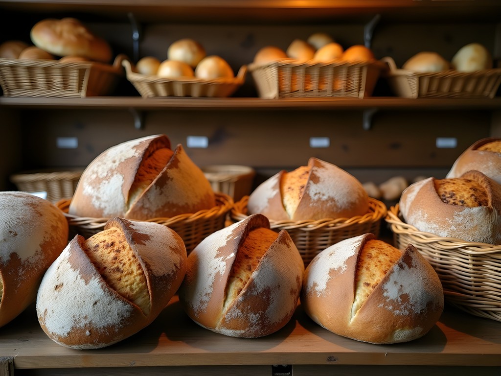 Fresh-baked traditional Polish breads displayed at European Bakery in Parma