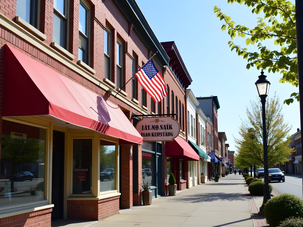 Colorful storefronts along Ridge Road in Parma's Polish Village district