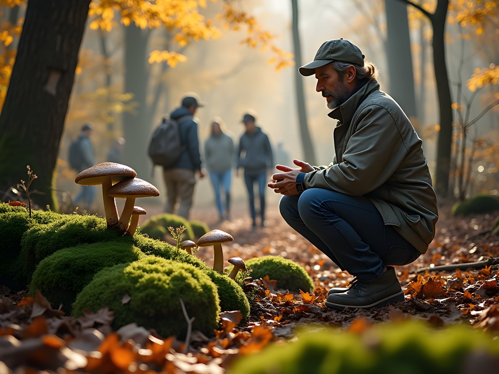 Foraging for wild mushrooms and herbs in the autumn Mecsek Mountains near Pecs