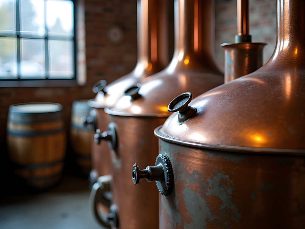 Historic brewing equipment at a Portland craft brewery