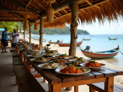 Fresh seafood being prepared at a beachside restaurant in Puerto Plata