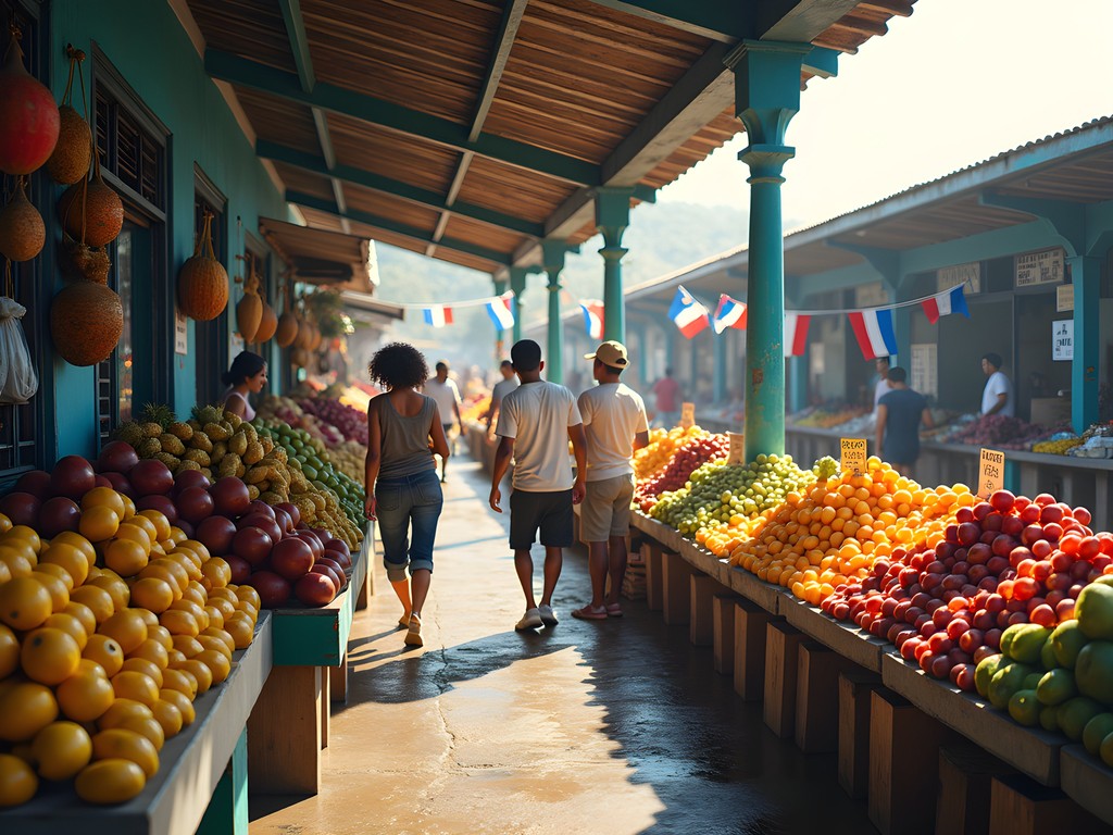 Colorful produce stalls at Mercado Modelo in Puerto Plata