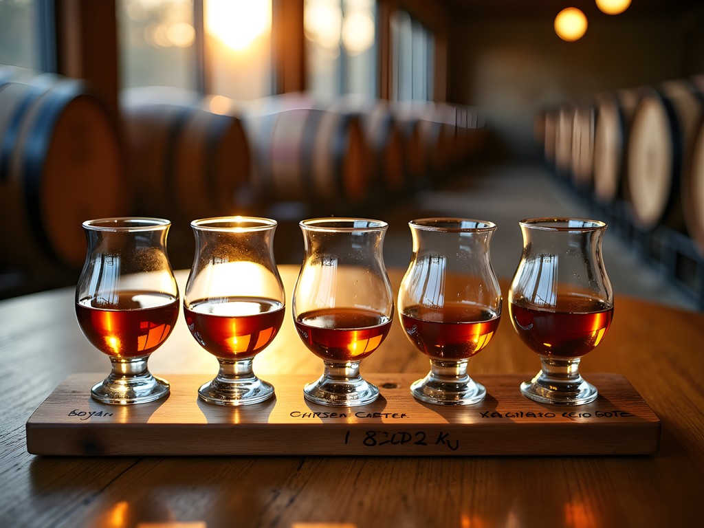 Bourbon tasting flight at small-batch distillery near Richmond Kentucky