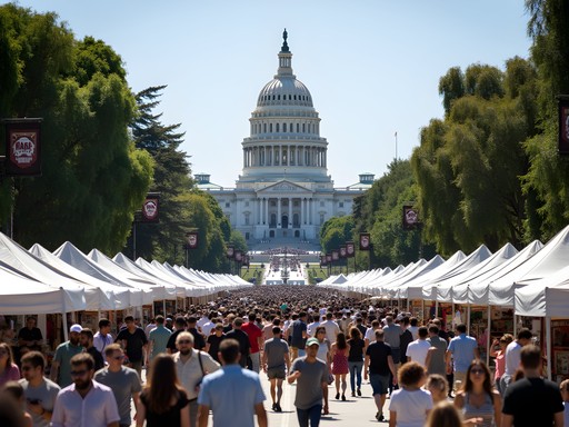 Crowds enjoying the annual Farm-to-Fork Festival on Capitol Mall in Sacramento