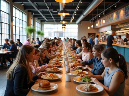 The Bottling Department Food Hall at Pearl district with various food vendors